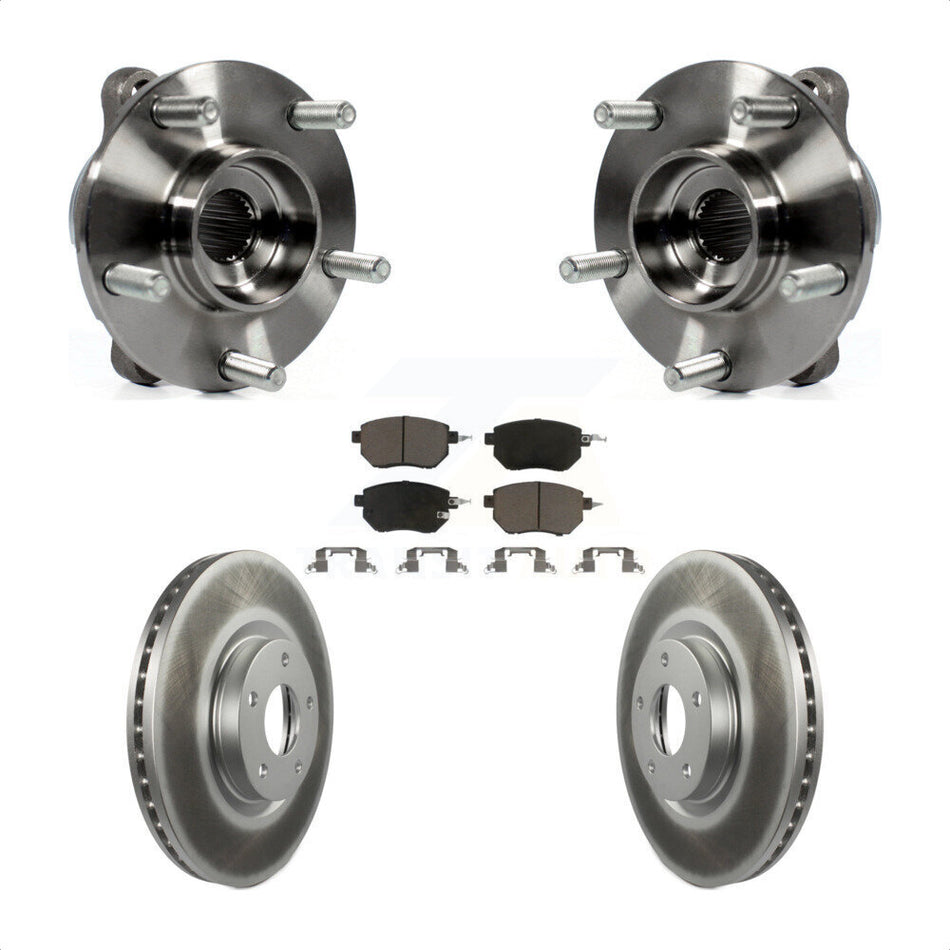 Front Hub Bearing Assembly Coated Disc Brake Rotors And Pads Kit For INFINITI FX35 FX45 KBB-121318