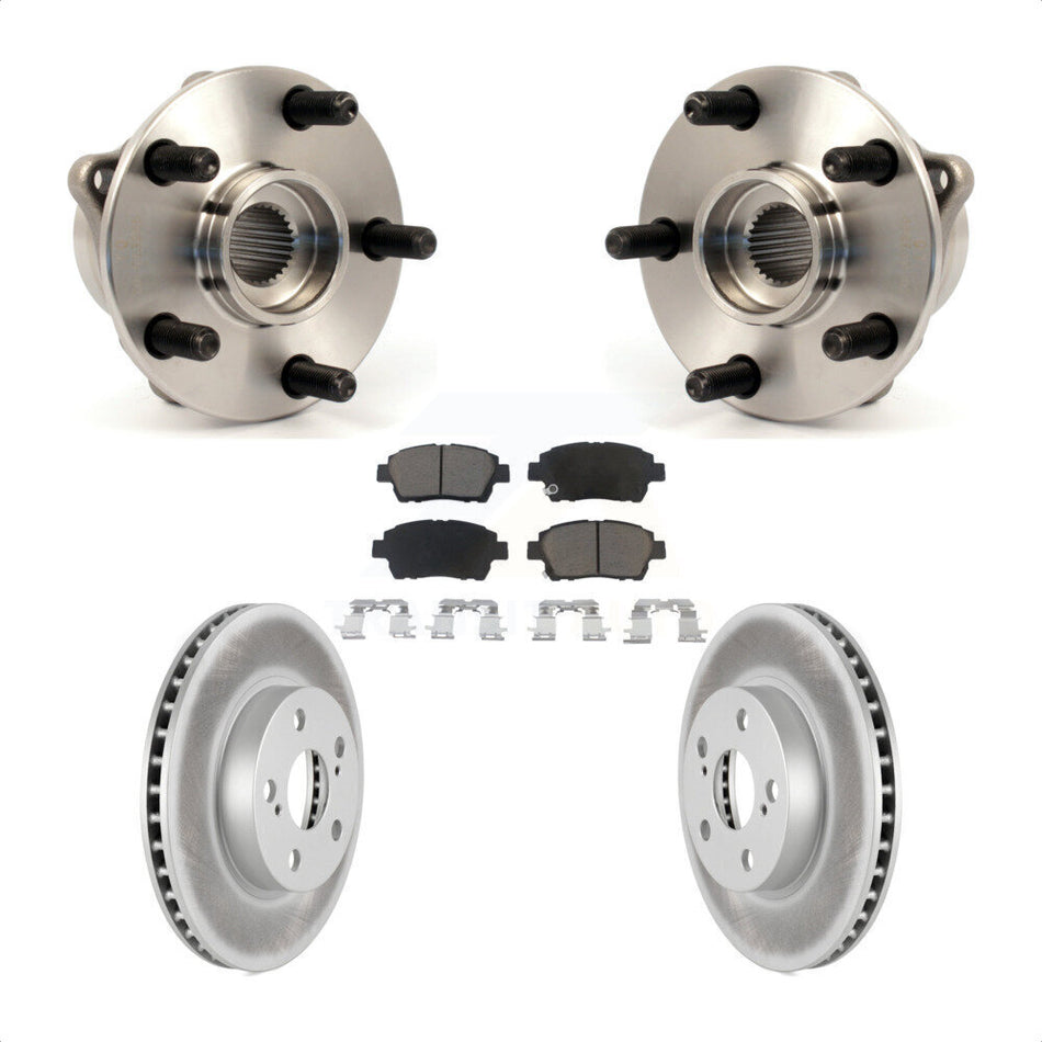Front Hub Bearing Assembly With Coated Disc Brake Rotors And Ceramic Pads Kit For 2004-2009 Toyota Prius KBB-121322