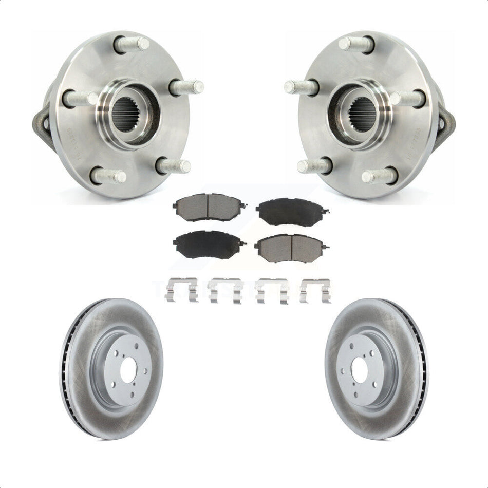 Front Hub Bearing Assembly With Coated Disc Brake Rotors And Ceramic Pads Kit For 2008-2014 Subaru Tribeca KBB-121329