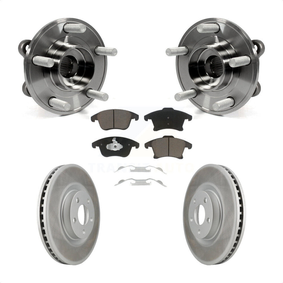Front Hub Bearing Assembly With Coated Disc Brake Rotors And Ceramic Pads Kit For 2019-2020 Ford Police Responder Hybrid SSV Plug-In KBB-121331