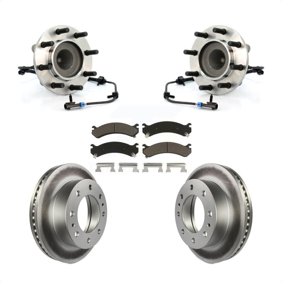 Front Hub Bearing Assembly With Coated Disc Brake Rotors And Ceramic Pads Kit For Chevrolet Express 3500 GMC Savana 4500 KBB-121336