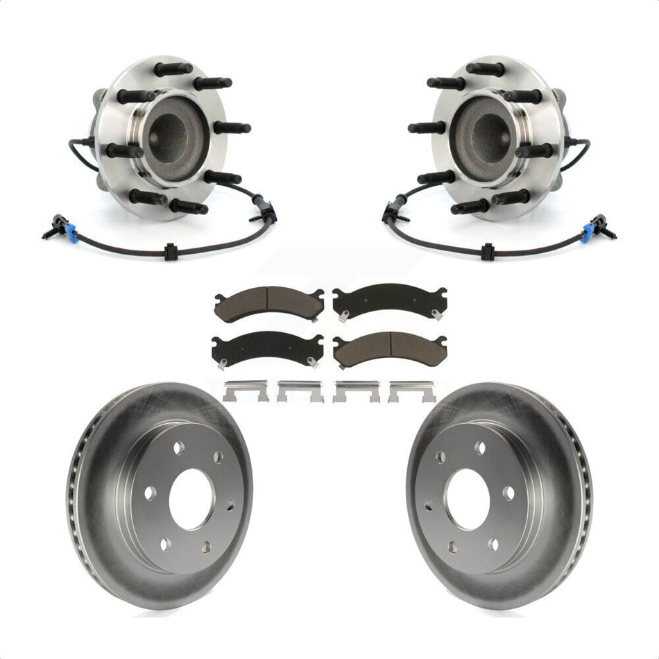 Front Hub Bearing Assembly With Coated Disc Brake Rotors And Ceramic Pads Kit For 2006-2006 Chevrolet Express 2500 GMC Savana KBB-121337