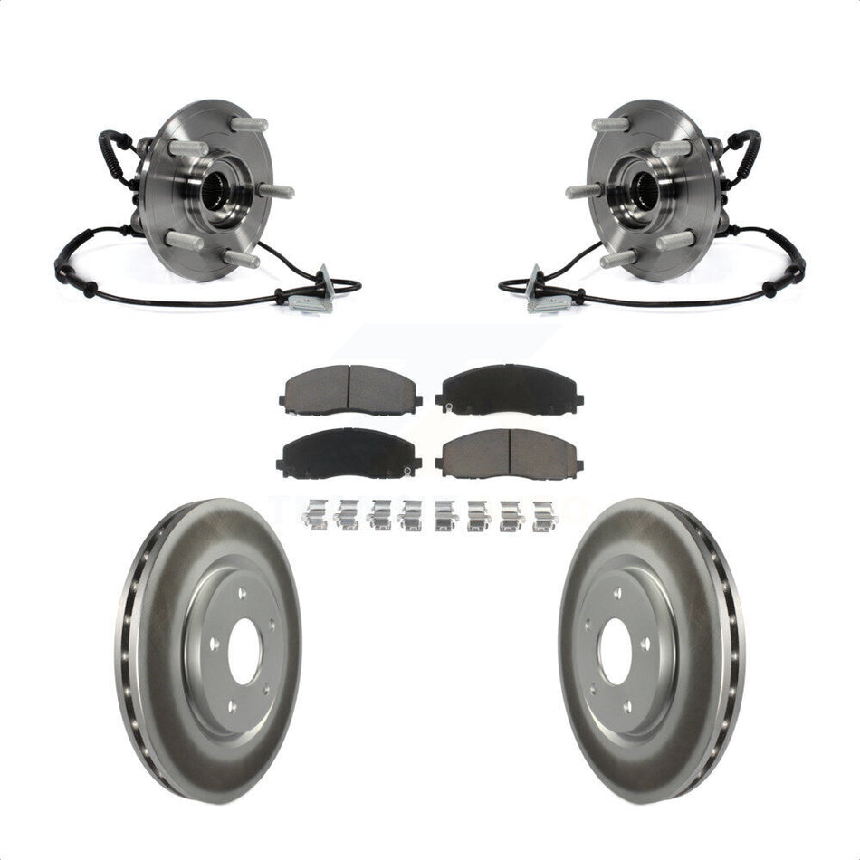 Front Hub Bearing Assembly With Coated Disc Brake Rotors And Ceramic Pads Kit For Dodge Grand Caravan Chrysler Town & Country Ram C/V Volkswagen Routan KBB-121345