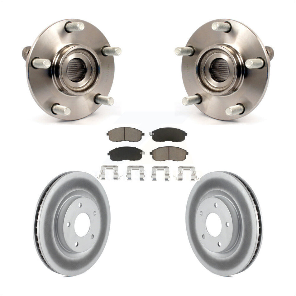 Front Hub Bearing Assembly With Coated Disc Brake Rotors And Ceramic Pads Kit For 2007-2012 Nissan Sentra SE-R with 2.5L KBB-121349
