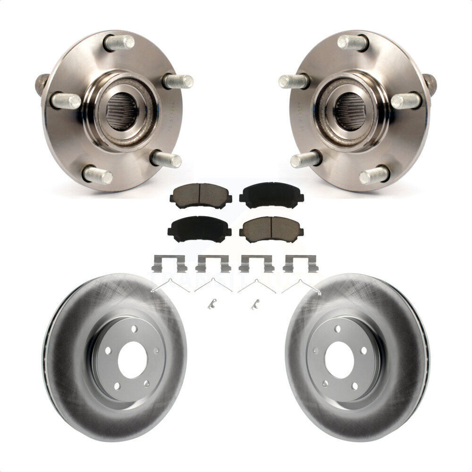 Front Hub Bearing Assembly With Coated Disc Brake Rotors And Ceramic Pads Kit For 2007-2012 Nissan Sentra SE-R Spec V with 2.5L KBB-121350