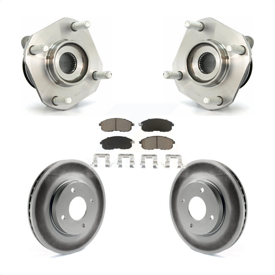 Front Hub Bearing Assembly With Coated Disc Brake Rotors And Ceramic Pads Kit For Nissan Sentra KBB-121351