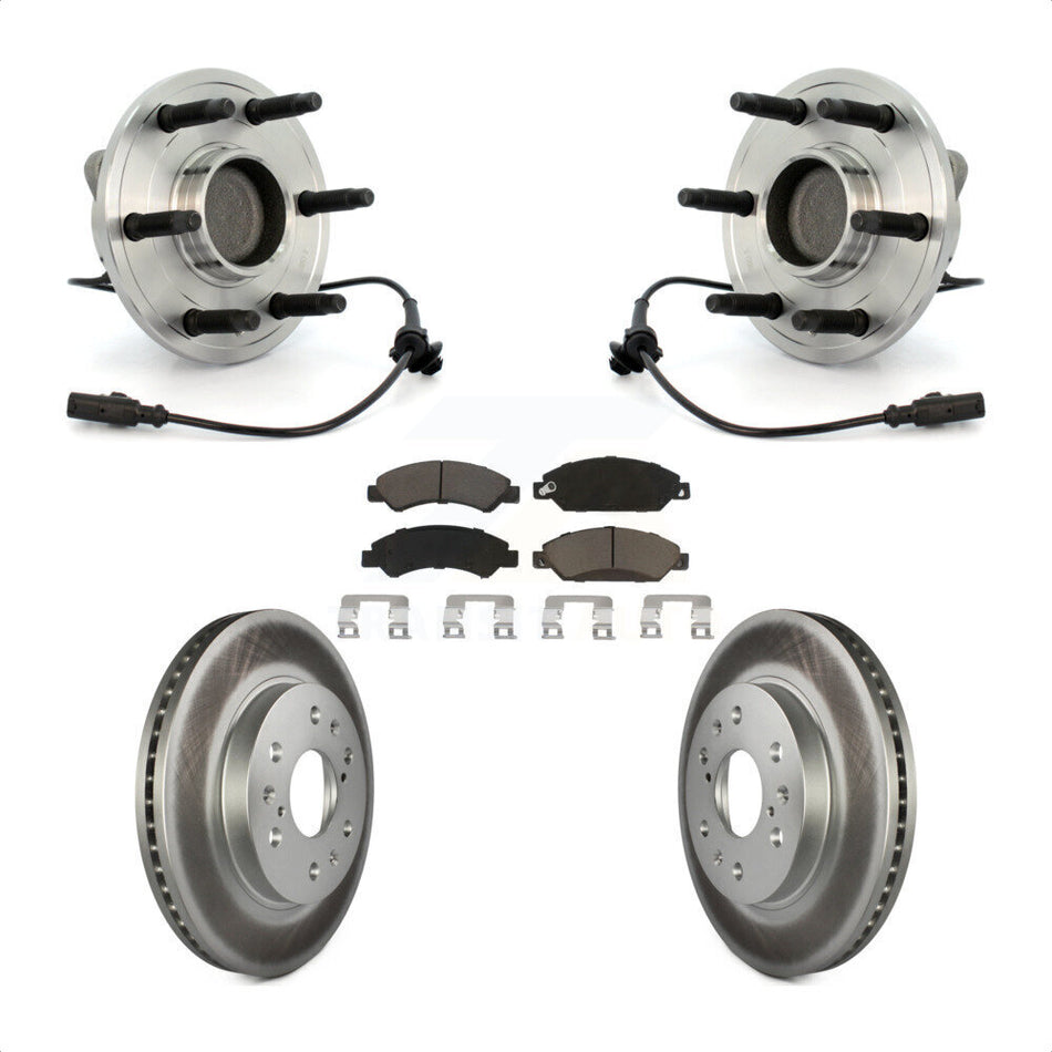 Front Hub Bearing Assembly With Coated Disc Brake Rotors And Ceramic Pads Kit For 2007-2007 Chevrolet Tahoe GMC Suburban 1500 Yukon Avalanche XL Cadillac Escalade RWD KBB-121357