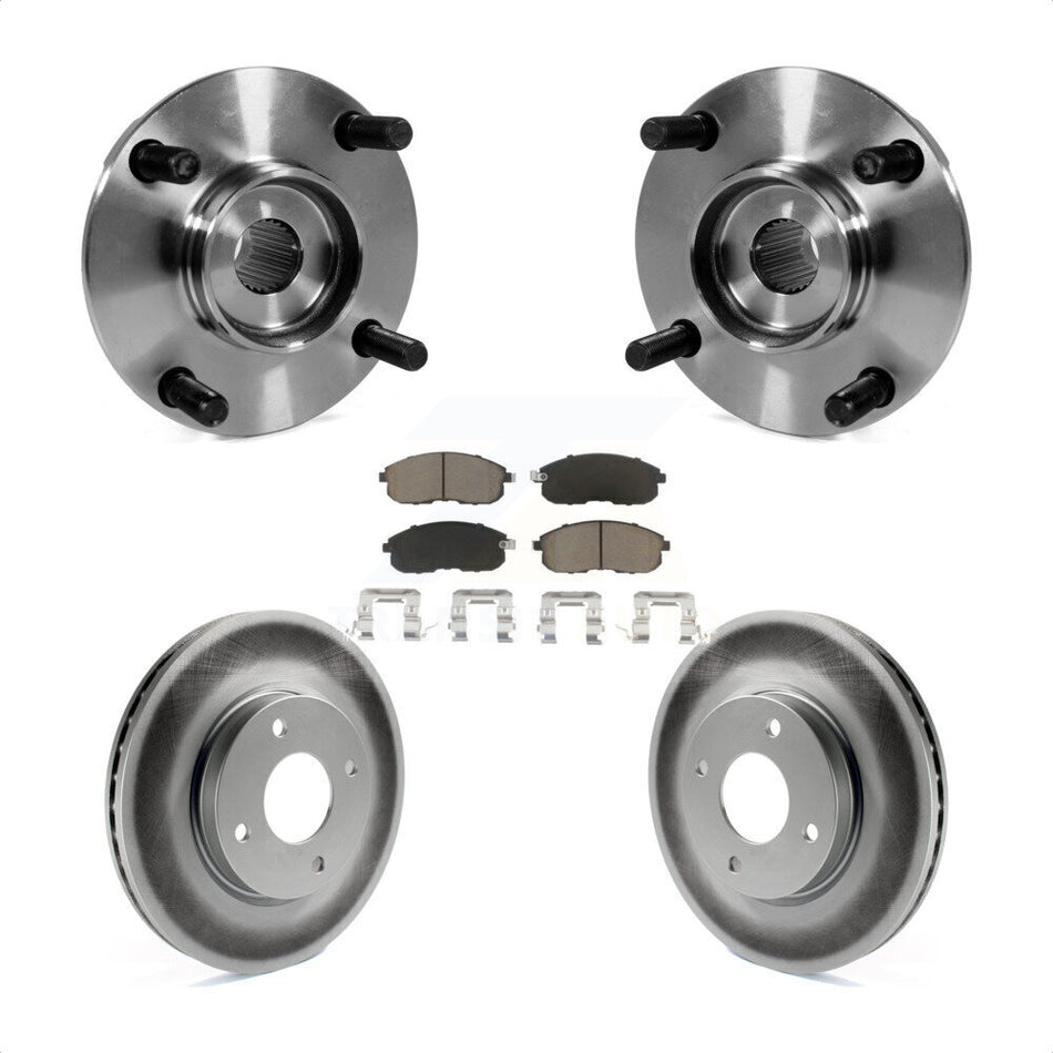 Front Hub Bearing Assembly With Coated Disc Brake Rotors And Ceramic Pads Kit For Nissan Versa KBB-121364
