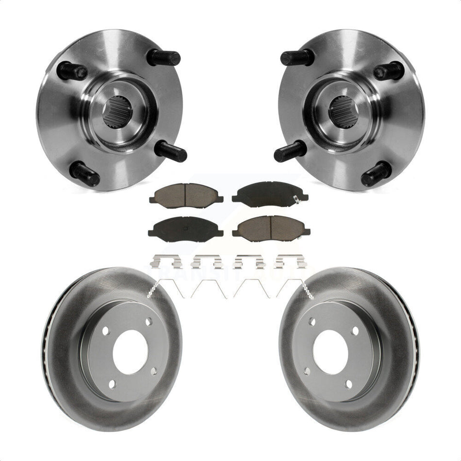 Front Hub Bearing Assembly With Coated Disc Brake Rotors And Ceramic Pads Kit For 2009-2011 Nissan Versa 1.6L with 4-Wheel ABS KBB-121365