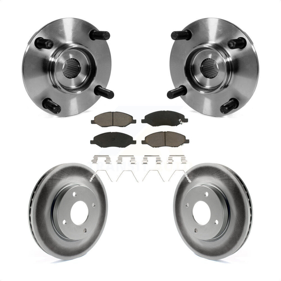 Front Hub Bearing Assembly With Coated Disc Brake Rotors And Ceramic Pads Kit For 2008 Nissan Versa 4-Wheel ABS KBB-121368