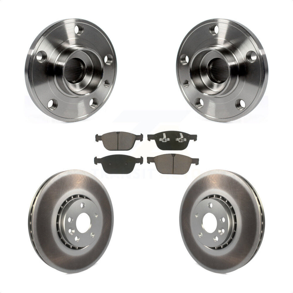 Front Hub Bearing Assembly With Coated Disc Brake Rotors And Ceramic Pads Kit For 2010-2015 Volvo XC60 KBB-121372