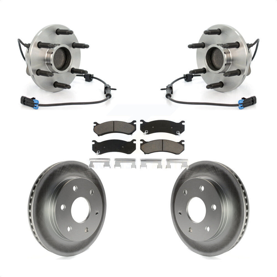 Front Hub Bearing Assembly With Coated Disc Brake Rotors And Ceramic Pads Kit For 2003-2005 Chevrolet Astro GMC Safari RWD KBB-121382