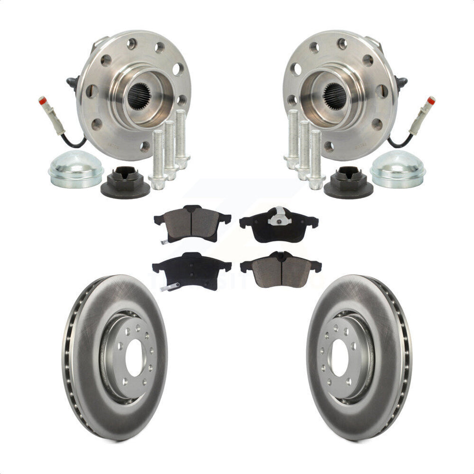 Front Hub Bearing Assembly With Coated Disc Brake Rotors And Ceramic Pads Kit For 2008-2009 Saturn Astra KBB-121385