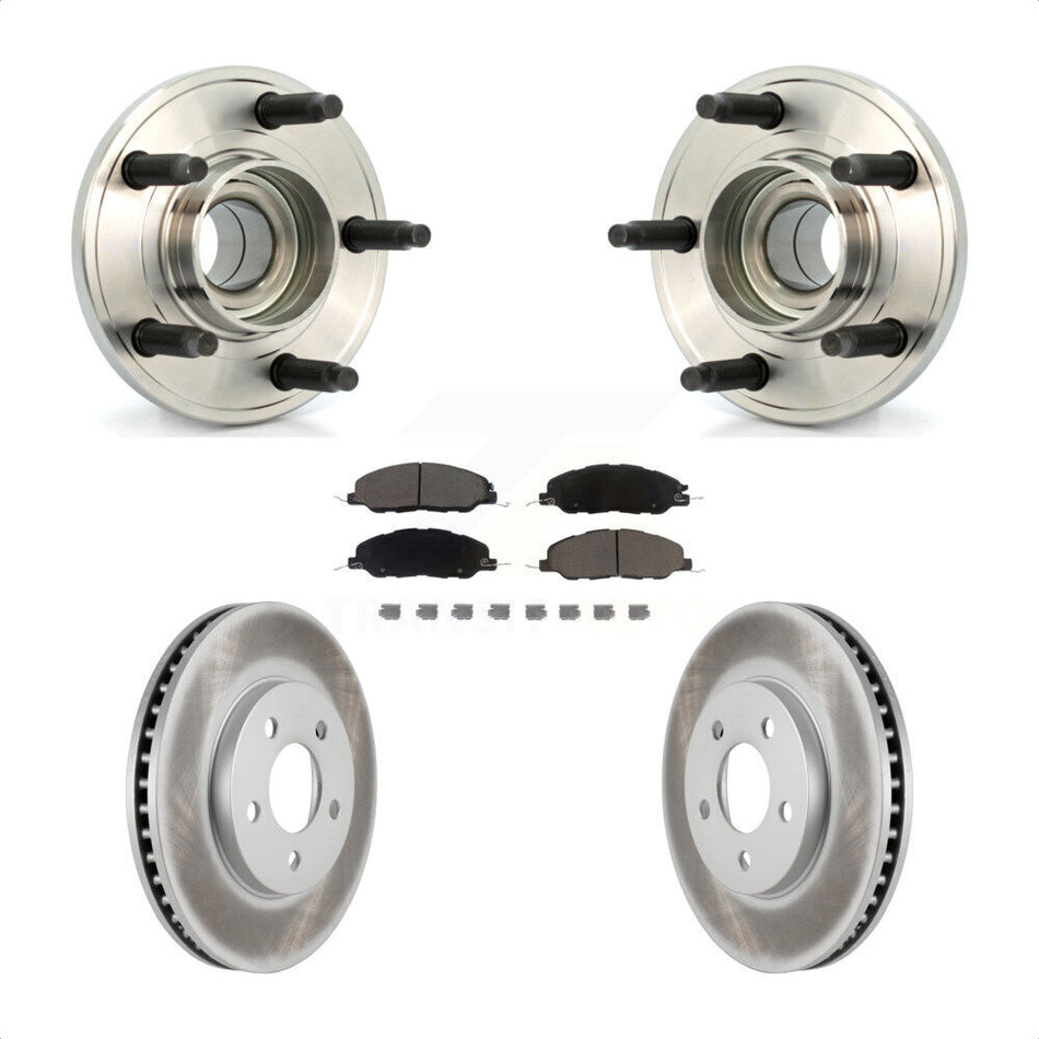Front Hub Bearing Assembly With Coated Disc Brake Rotors And Ceramic Pads Kit For Ford Mustang KBB-121392