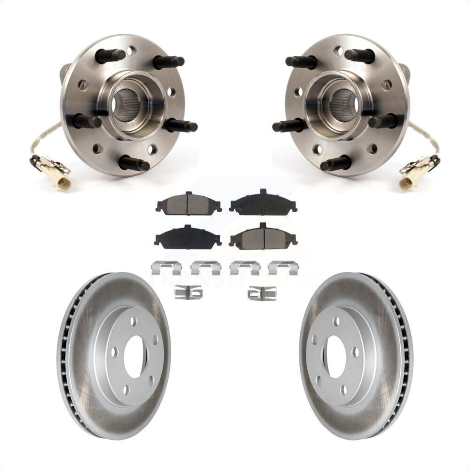 Front Hub Bearing Assembly With Coated Disc Brake Rotors And Ceramic Pads Kit For Chevrolet Pontiac Grand Am Malibu Oldsmobile Alero Classic Cutlass KBB-121397