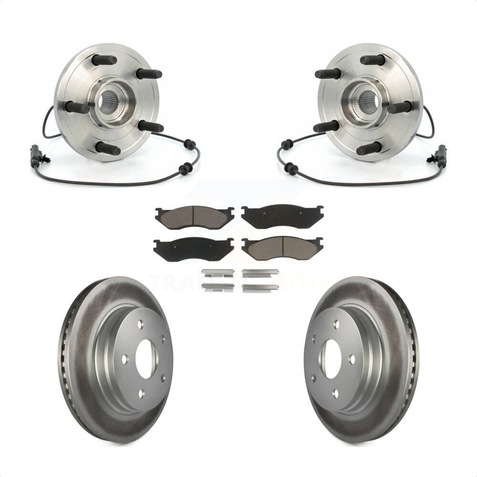 Front Hub Bearing Assembly With Coated Disc Brake Rotors And Ceramic Pads Kit For 2004-2005 Dodge Durango KBB-121400