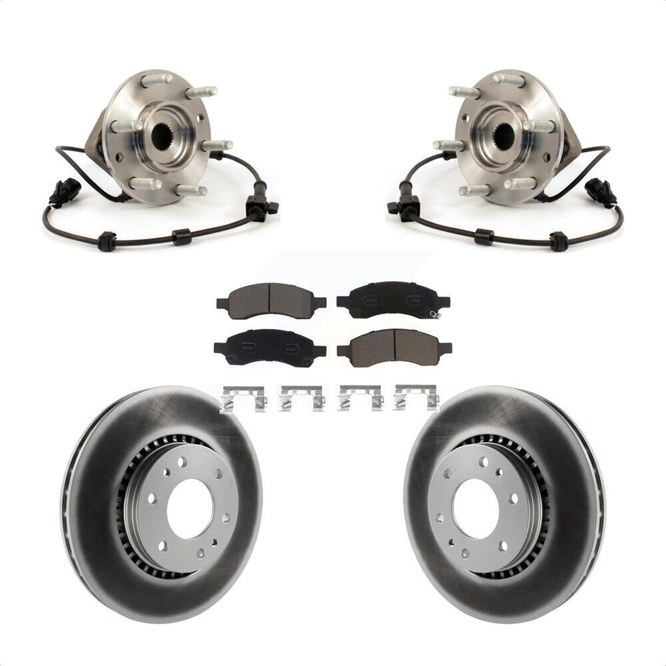 Front Hub Bearing Assembly With Coated Disc Brake Rotors And Ceramic Pads Kit For Chevrolet Trailblazer GMC Envoy EXT XL Buick Rainier Saab 9-7x Isuzu Ascender SSR KBB-121406