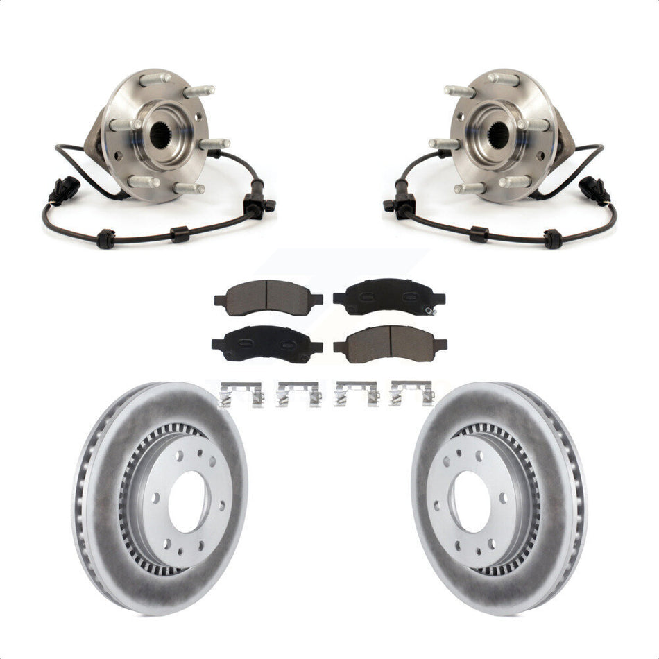 Front Hub Bearing Assembly With Coated Disc Brake Rotors And Ceramic Pads Kit For Chevrolet Trailblazer GMC Envoy Buick Rainier Isuzu Ascender KBB-121409