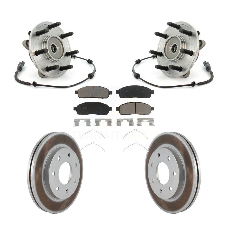 Front Hub Bearing Assembly With Coated Disc Brake Rotors And Ceramic Pads Kit For Ford F-150 4WD KBB-121418