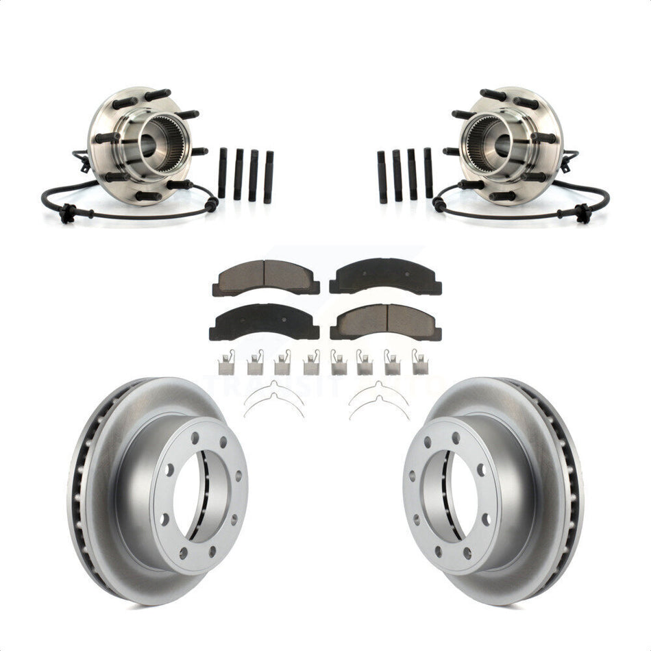 Front Hub Bearing Assembly With Coated Disc Brake Rotors And Ceramic Pads Kit For Ford Excursion 4WD KBB-121419