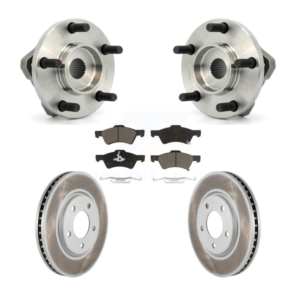 Front Hub Bearing Assembly With Coated Disc Brake Rotors And Ceramic Pads Kit For Dodge Grand Caravan Chrysler Town & Country KBB-121420
