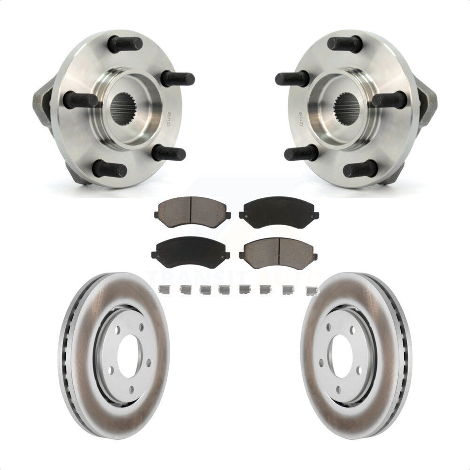Front Hub Bearing Assembly With Coated Disc Brake Rotors And Ceramic Pads Kit For Dodge Chrysler Town & Country Grand Caravan Voyager KBB-121421