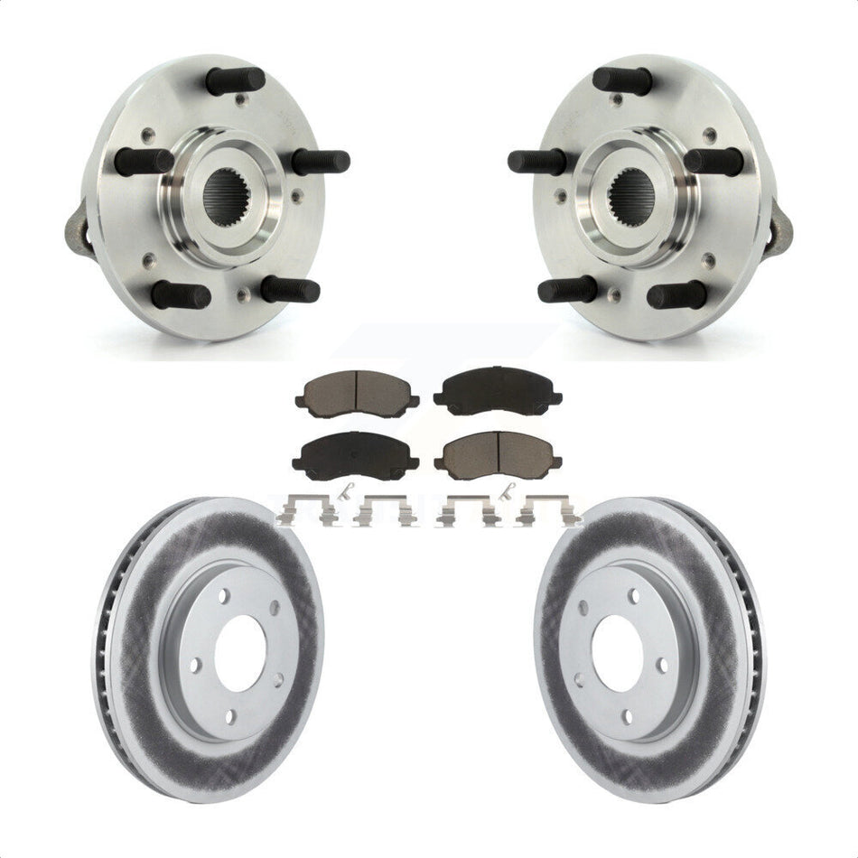 Front Hub Bearing Assembly With Coated Disc Brake Rotors And Ceramic Pads Kit For Mitsubishi Galant KBB-121424