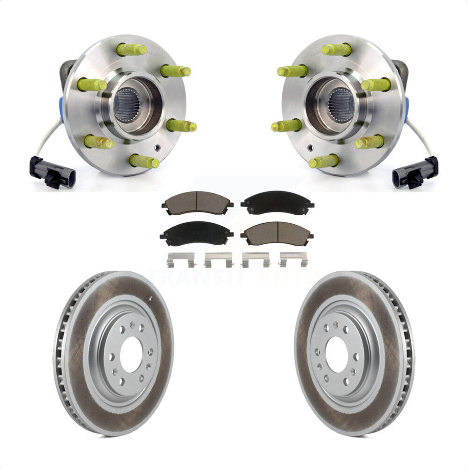 Front Hub Bearing Assembly With Coated Disc Brake Rotors And Ceramic Pads Kit For 2004-2009 Cadillac SRX AWD KBB-121427