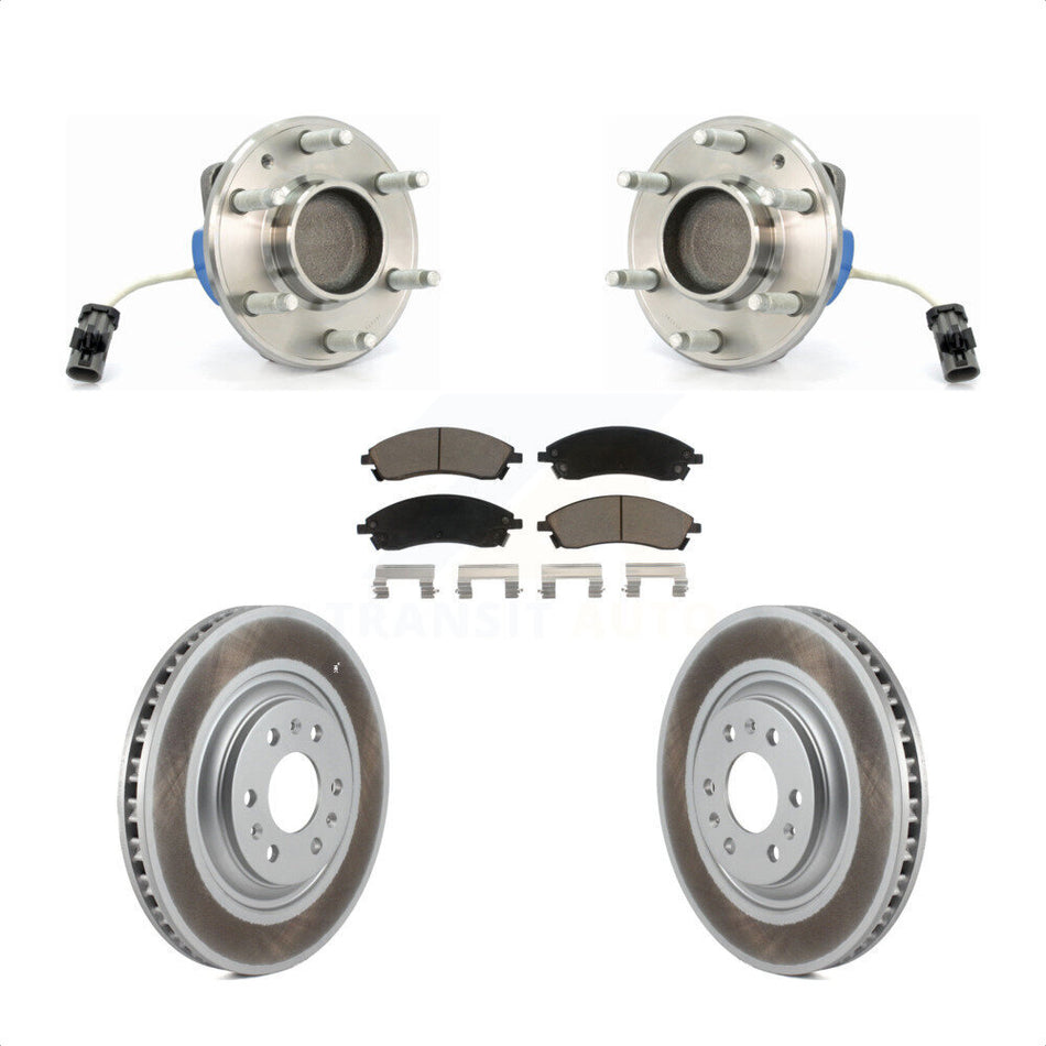 Front Hub Bearing Assembly With Coated Disc Brake Rotors And Ceramic Pads Kit For 2004-2009 Cadillac SRX RWD KBB-121428