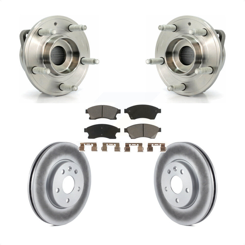 Front Hub Bearing Assembly With Coated Disc Brake Rotors And Ceramic Pads Kit For 2014-2015 Chevrolet Cruze GAS engine 16" Factory Wheels KBB-121439
