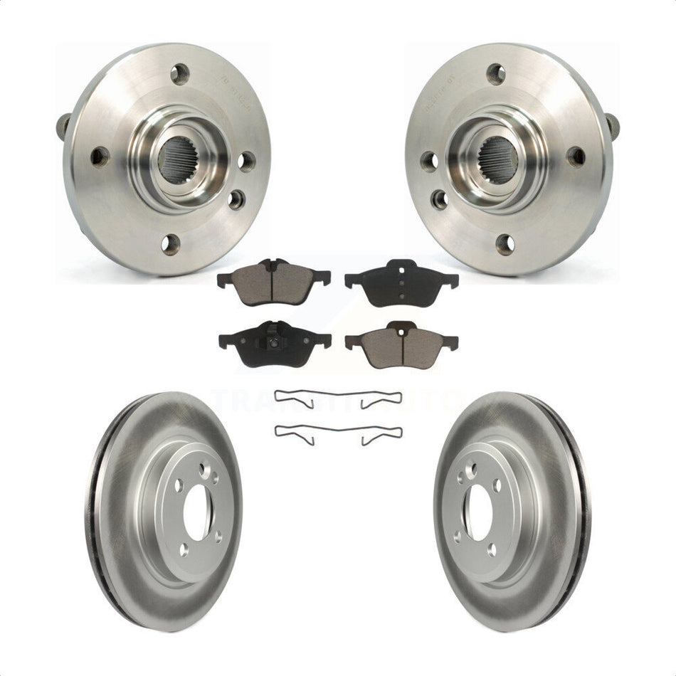 Front Hub Bearing Assembly With Coated Disc Brake Rotors And Ceramic Pads Kit For 2002-2006 Mini Cooper 276mm Diameter Rotor KBB-121449