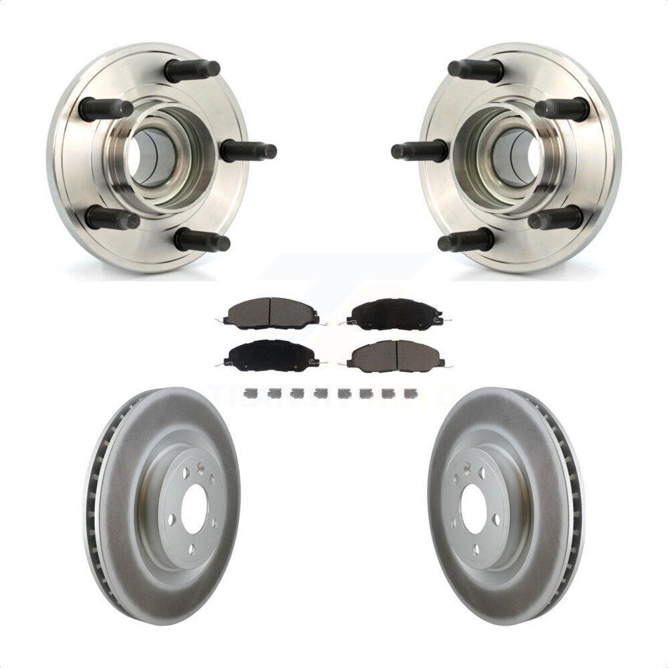 Front Hub Bearing Assembly With Coated Disc Brake Rotors And Ceramic Pads Kit For Ford Mustang KBB-121451