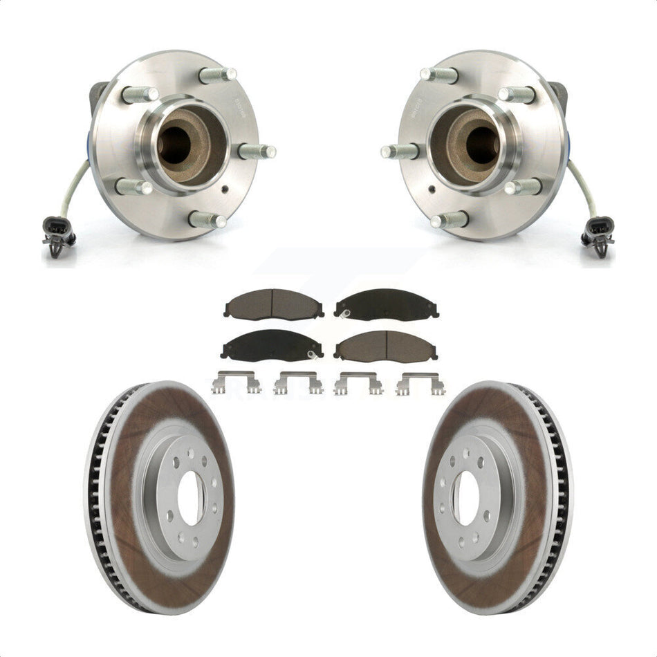 Front Hub Bearing Assembly With Coated Disc Brake Rotors And Ceramic Pads Kit For Cadillac CTS Standard Suspension KBB-121453