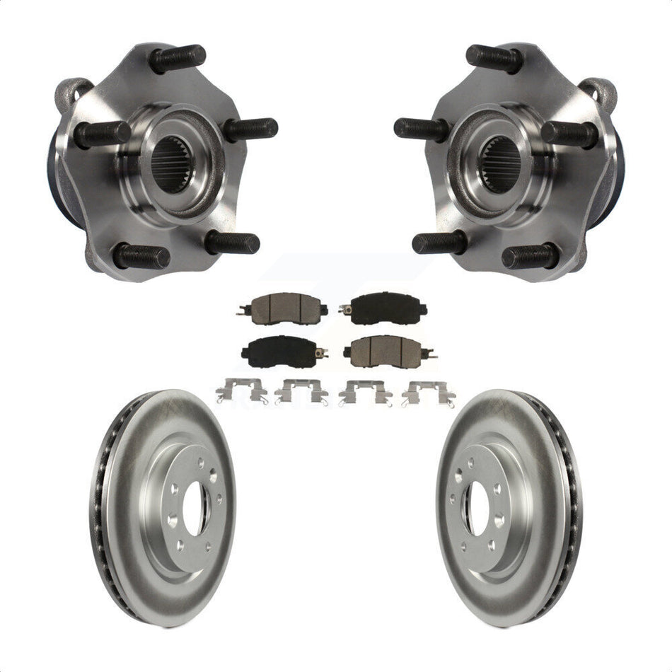 Front Hub Bearing Assembly With Coated Disc Brake Rotors And Ceramic Pads Kit For Nissan LEAF KBB-121461