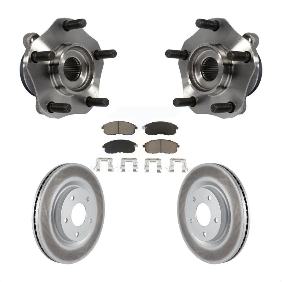Front Hub Bearing Assembly With Coated Disc Brake Rotors And Ceramic Pads Kit For 2017-2019 Nissan Sentra Turbocharged KBB-121463