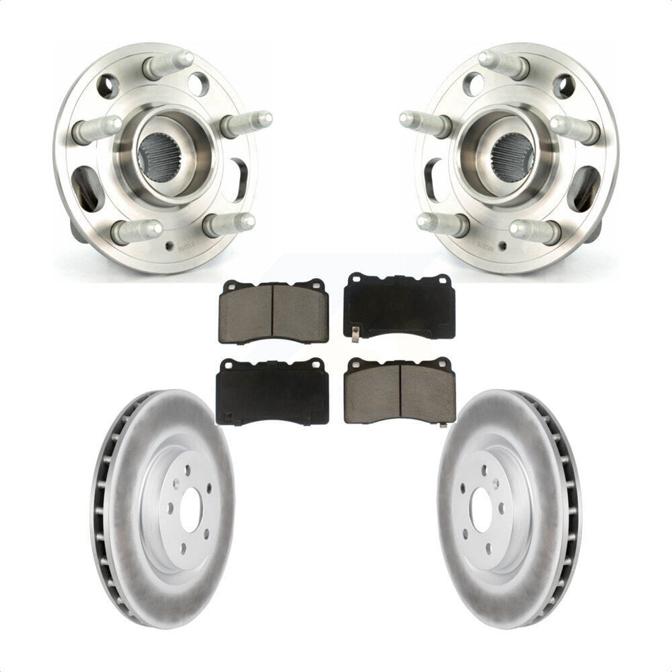 Front Hub Bearing Assembly With Coated Disc Brake Rotors And Ceramic Pads Kit For 2012-2013 Buick Regal Brembo Calipers KBB-121469