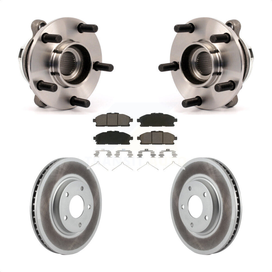 Front Hub Bearing Assembly With Coated Disc Brake Rotors And Ceramic Pads Kit For 2011-2017 Nissan Quest KBB-121472