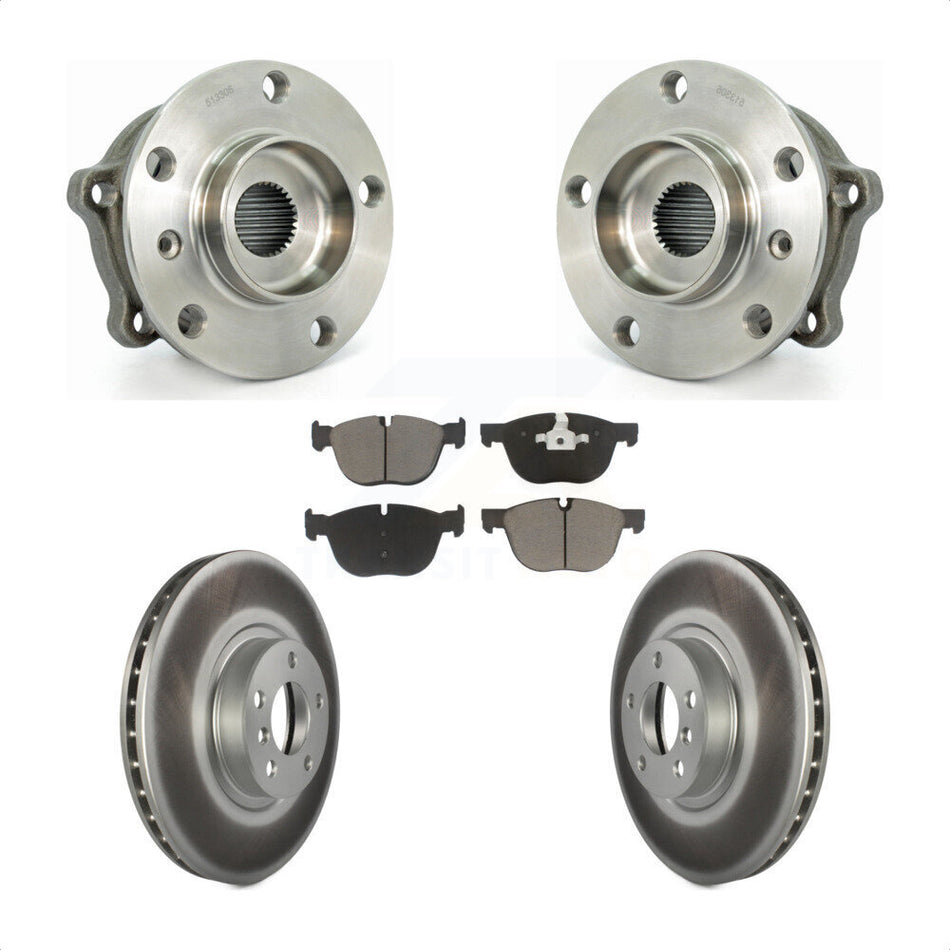 Front Hub Bearing Assembly With Coated Disc Brake Rotors And Ceramic Pads Kit For BMW X5 X6 KBB-121484