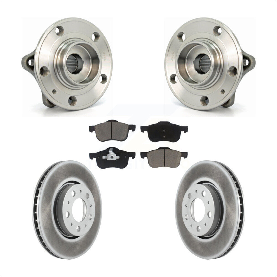 Front Hub Bearing Assembly With Coated Disc Brake Rotors And Ceramic Pads Kit For Volvo S60 V70 XC70 S80 KBB-121499