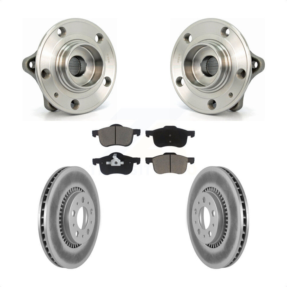 Front Hub Bearing Assembly With Coated Disc Brake Rotors And Ceramic Pads Kit For Volvo S60 V70 XC70 S80 KBB-121500