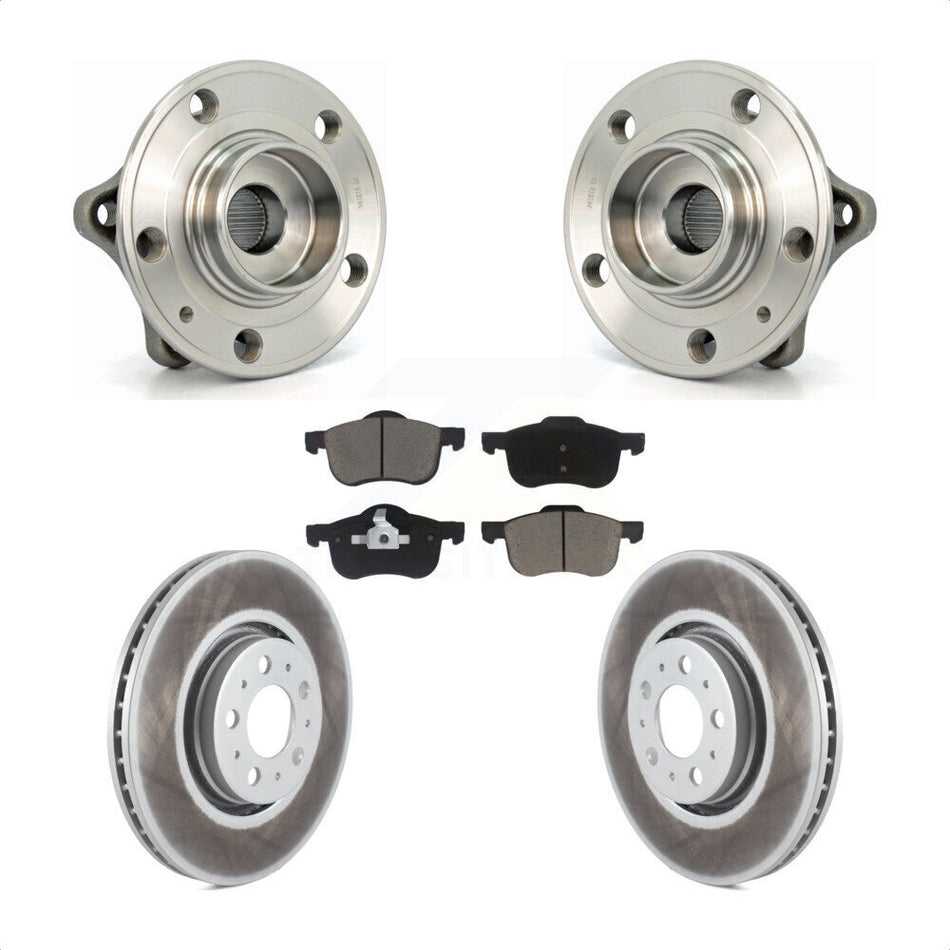 Front Hub Bearing Assembly With Coated Disc Brake Rotors And Ceramic Pads Kit For 2008 Volvo S60 316mm Diameter Rotor KBB-121503