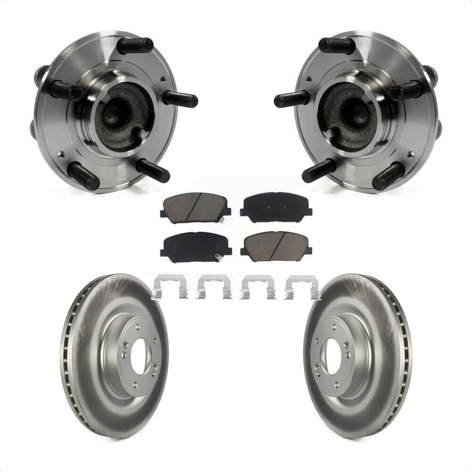 Front Hub Bearing Assembly With Coated Disc Brake Rotors And Ceramic Pads Kit For Hyundai Genesis Coupe KBB-121505