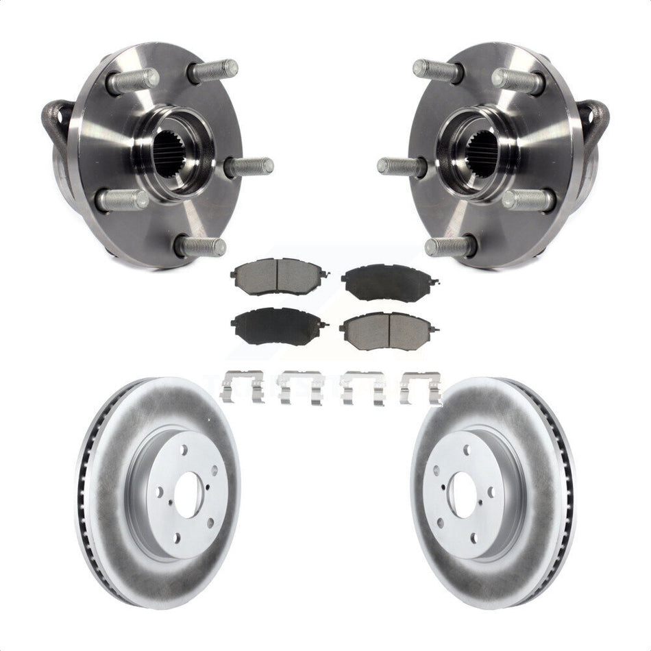 Front Hub Bearing Assembly With Coated Disc Brake Rotors And Ceramic Pads Kit For 2015 Subaru Legacy 2.5L KBB-121509