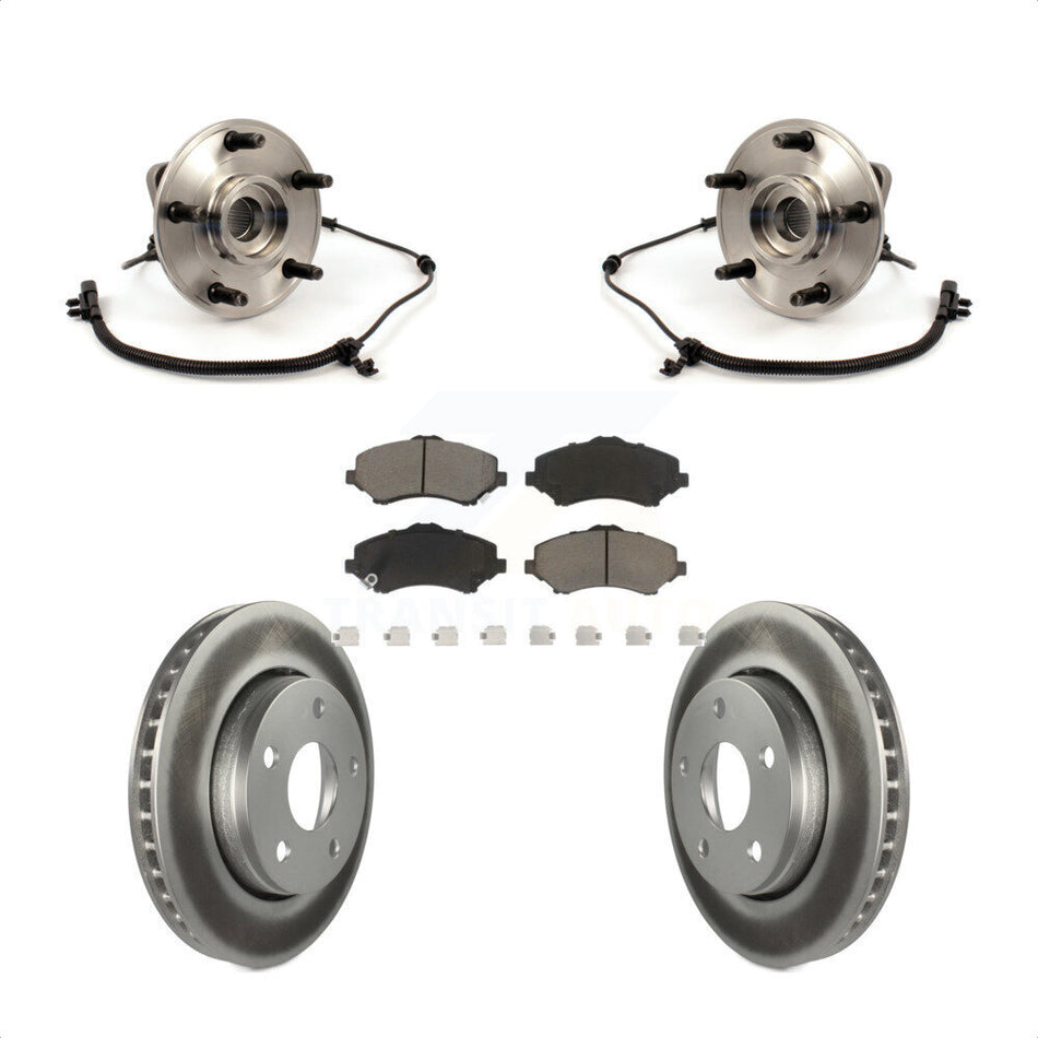 Front Hub Bearing Assembly With Coated Disc Brake Rotors And Ceramic Pads Kit For 2007-2010 Jeep Wrangler KBB-121510