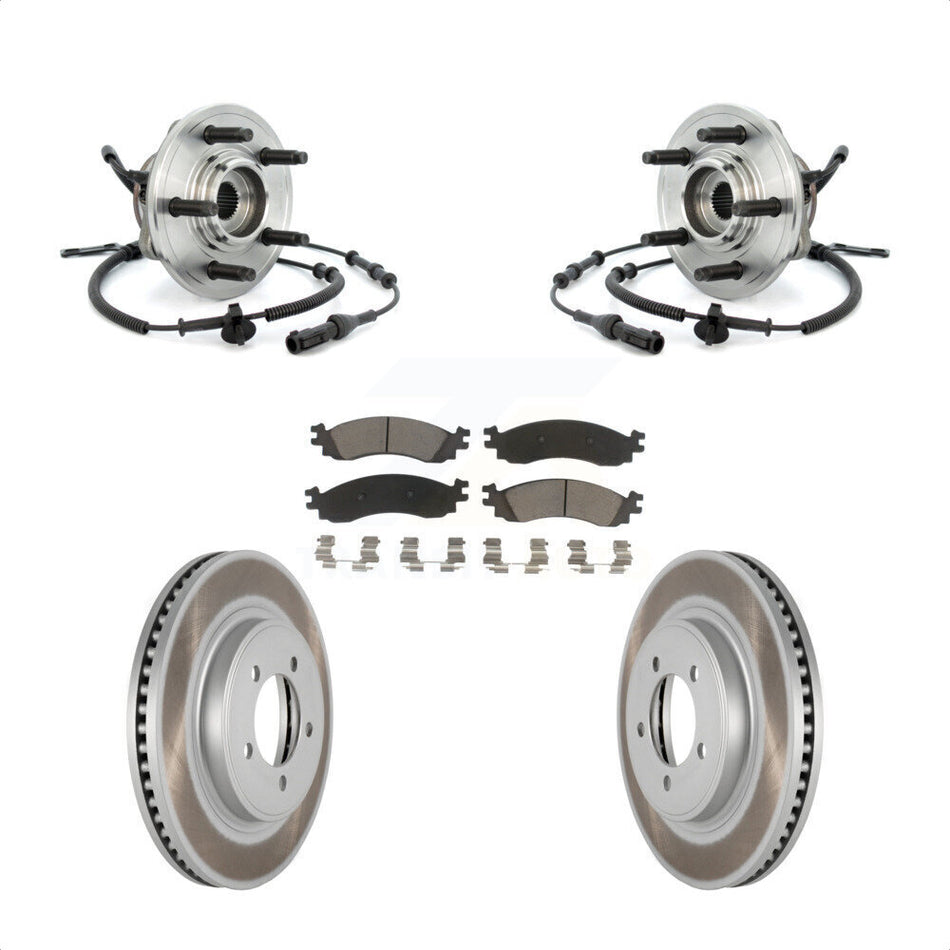 Front Hub Bearing Assembly With Coated Disc Brake Rotors And Ceramic Pads Kit For Ford Explorer Sport Trac Mercury Mountaineer KBB-121511