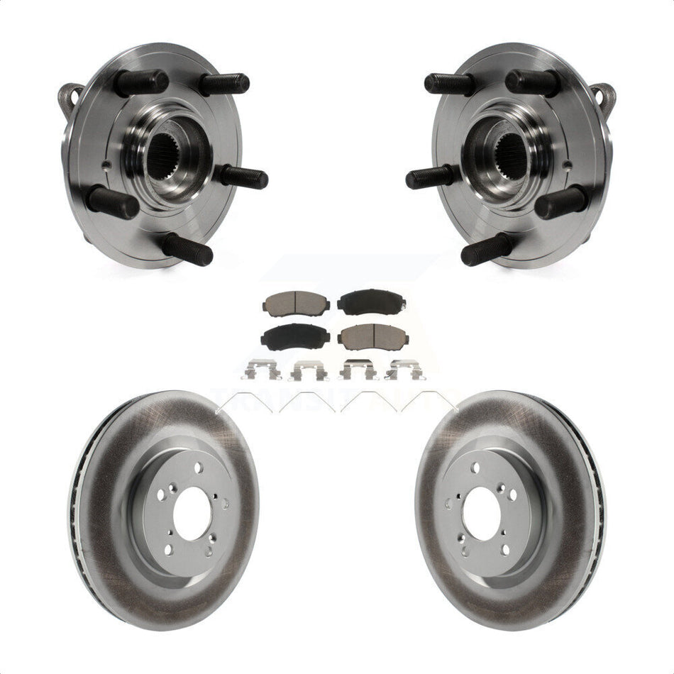 Front Hub Bearing Assembly With Coated Disc Brake Rotors And Ceramic Pads Kit For 2011-2014 Honda Odyssey KBB-121516