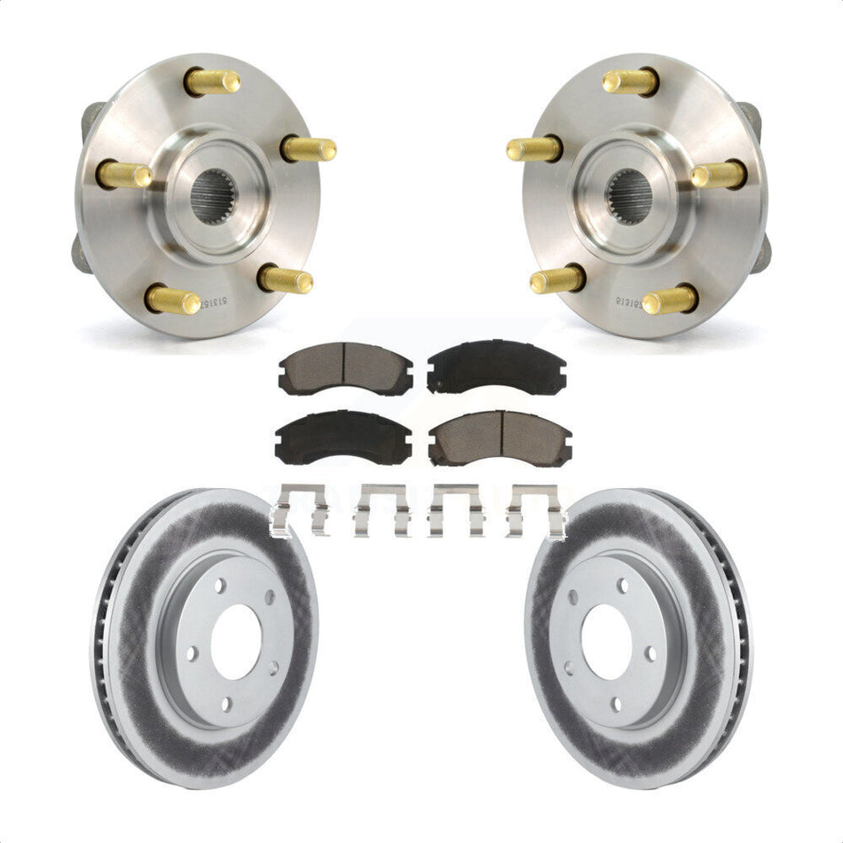 Front Hub Bearing Assembly With Coated Disc Brake Rotors And Ceramic Pads Kit For 2000 Mitsubishi Eclipse 3.0L KBB-121518