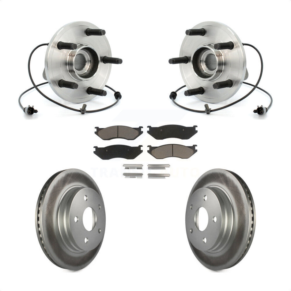 Front Hub Bearing Assembly With Coated Disc Brake Rotors And Ceramic Pads Kit For 2006 Dodge Durango KBB-121520