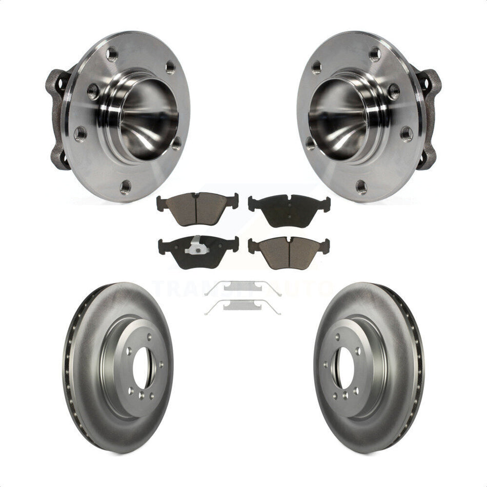 Front Hub Bearing Assembly With Coated Disc Brake Rotors And Ceramic Pads Kit For 2006 BMW 330Ci KBB-121526