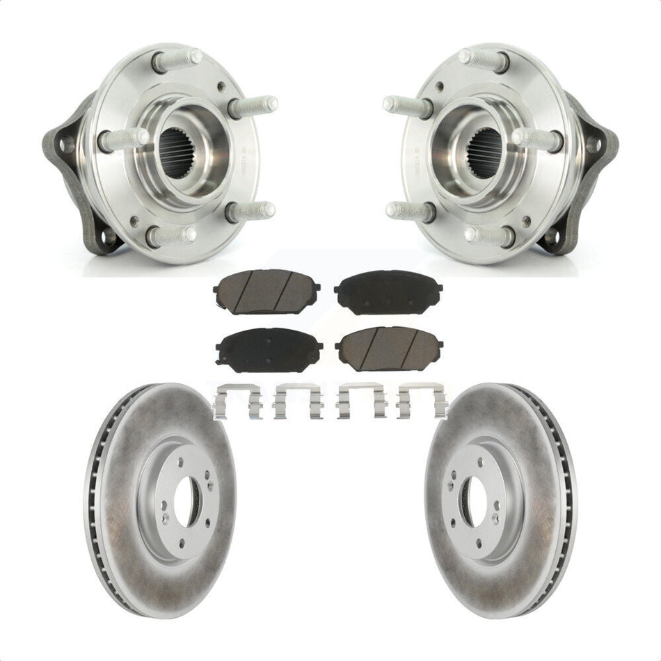 Front Hub Bearing Assembly With Coated Disc Brake Rotors And Ceramic Pads Kit For 2007-2012 Hyundai Veracruz ABS Brakes KBB-121532